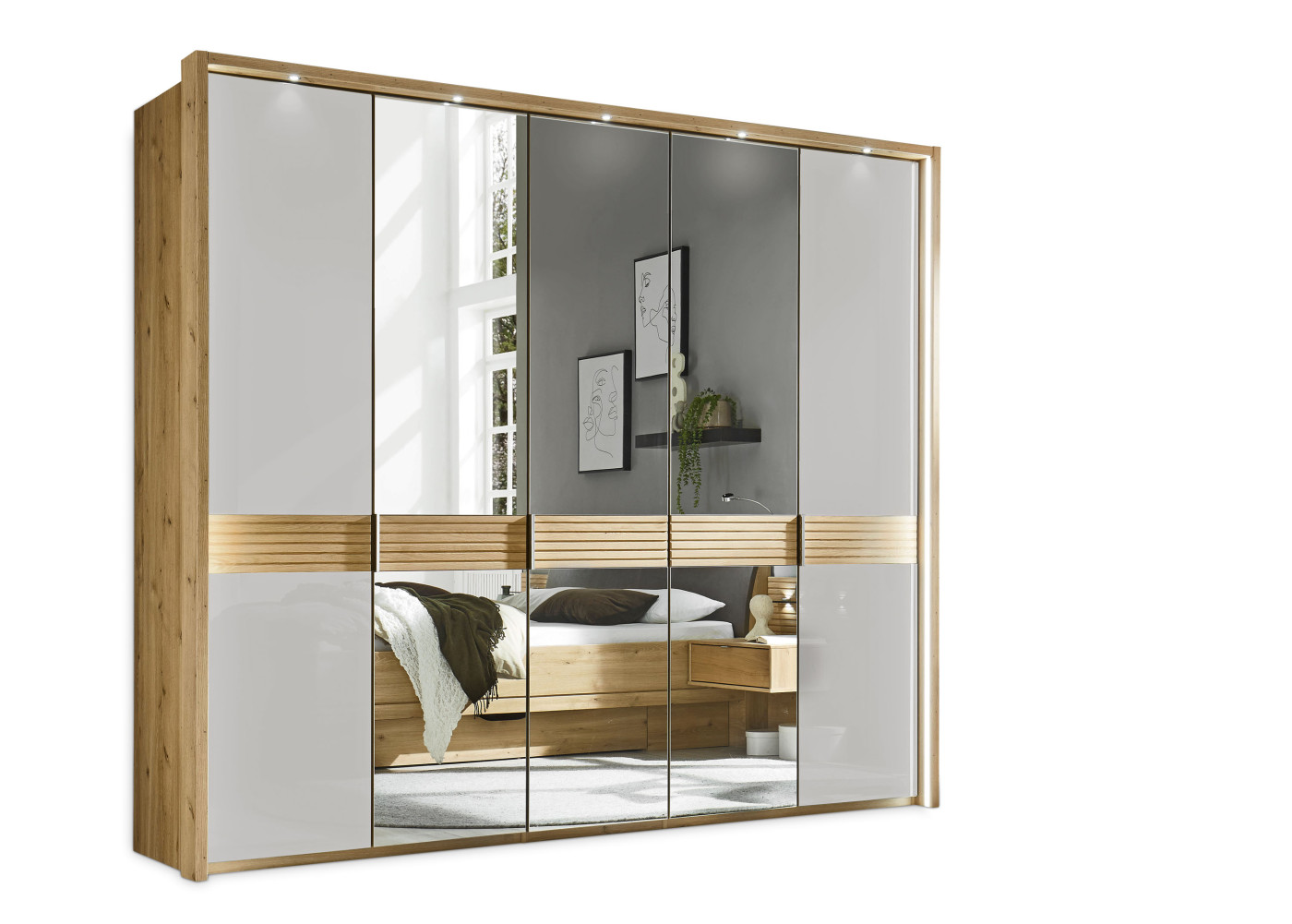 Drehtürenschrank 5-trg.  Wega Plus in champagner, eiche