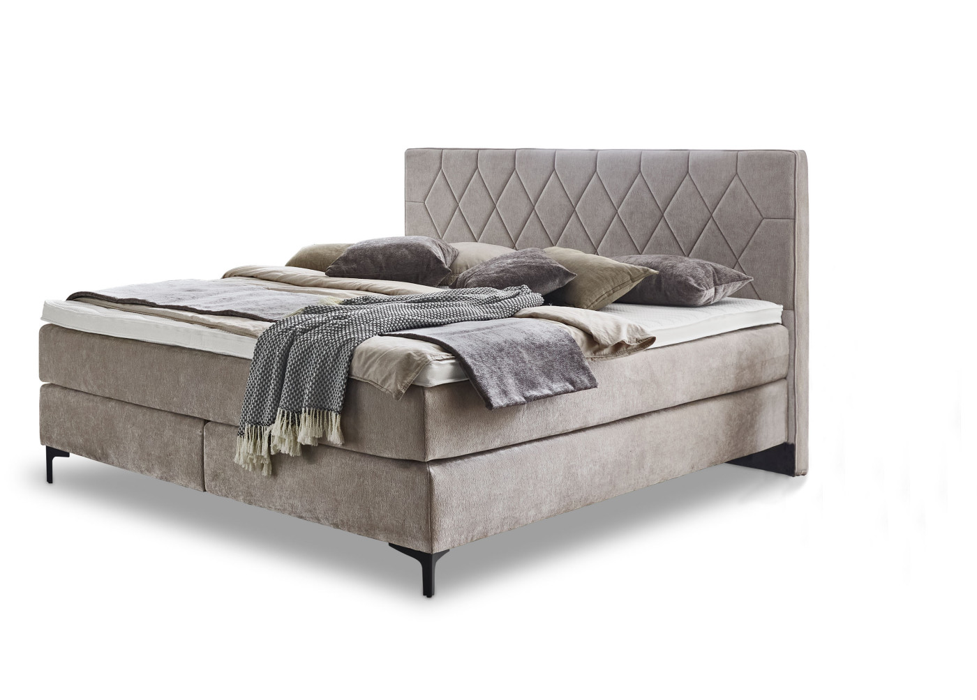 Boxspringbett BARELL in beige-grau