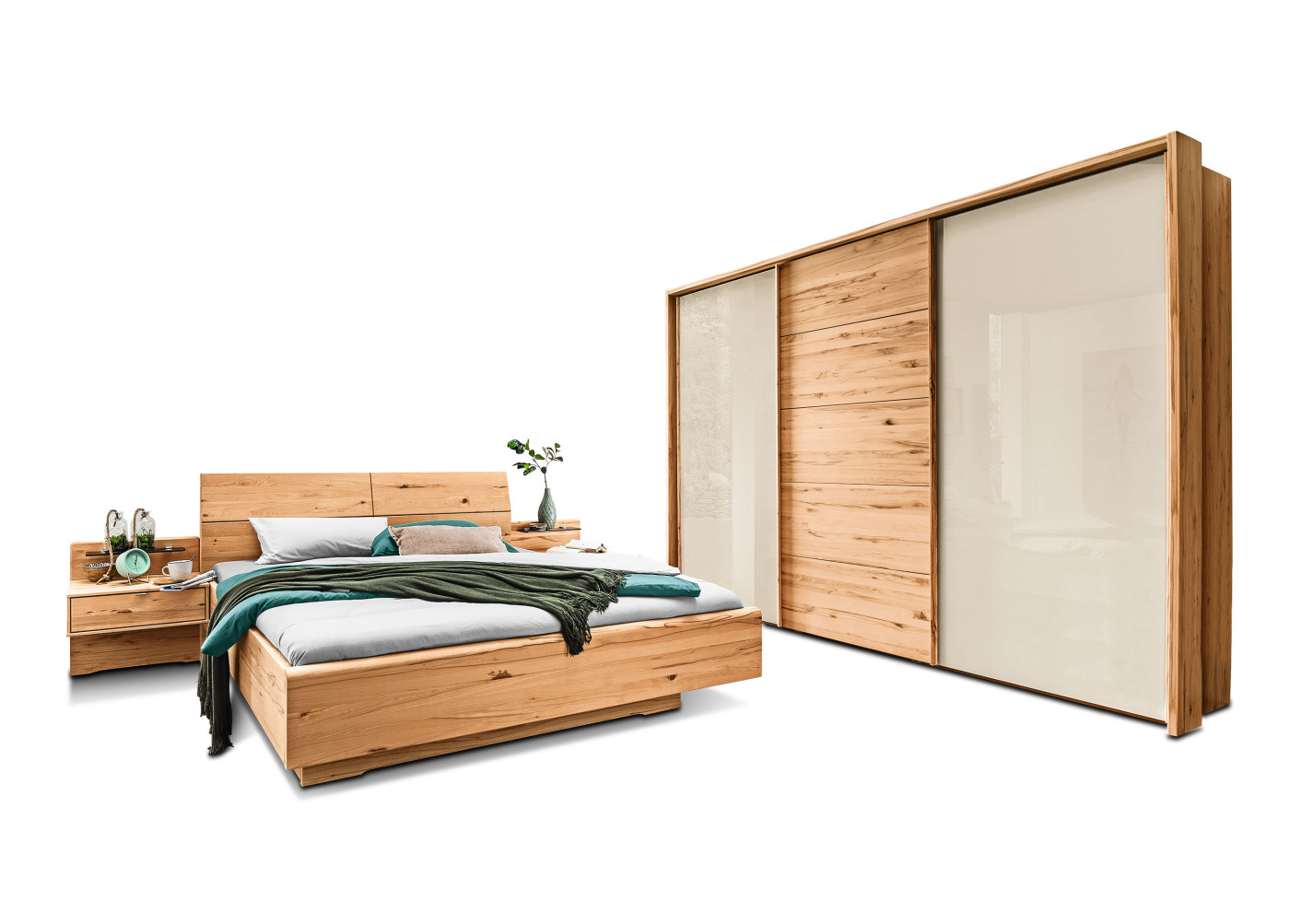 Schlafzimmer  AREZZO in Astkernbuche - champagner