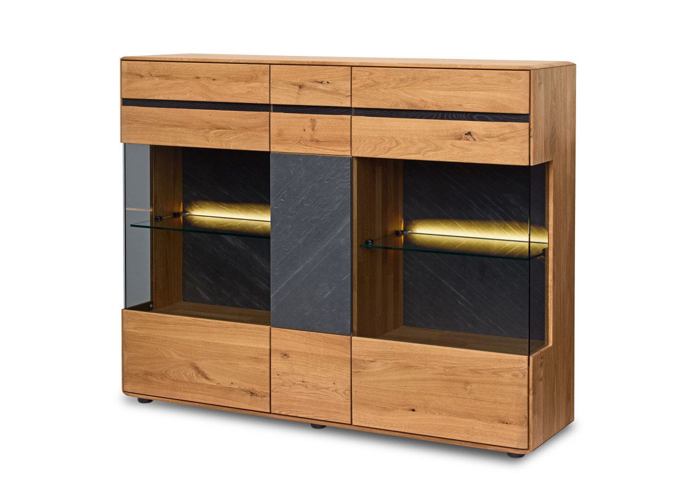Highboard DANORA PLUS in Asteiche massiv, bianco geölt