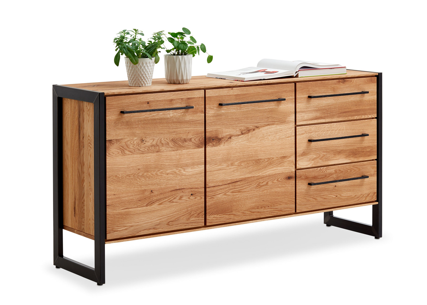 Sideboard NAMUR in Charakter-Eiche, schwarz