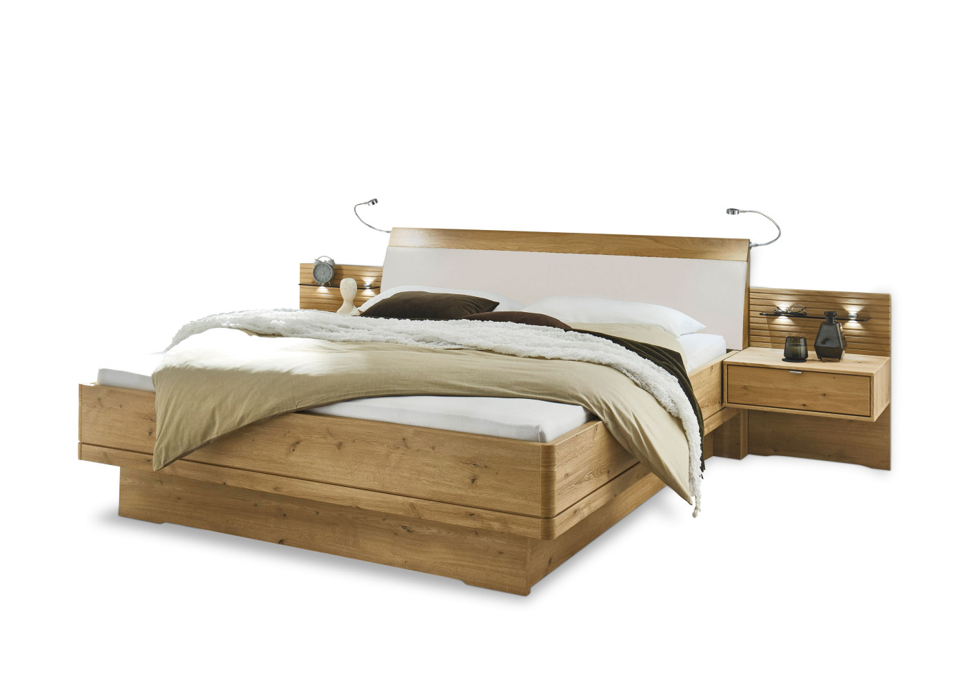 Bettanlage  Wega Plus in bianco -eiche