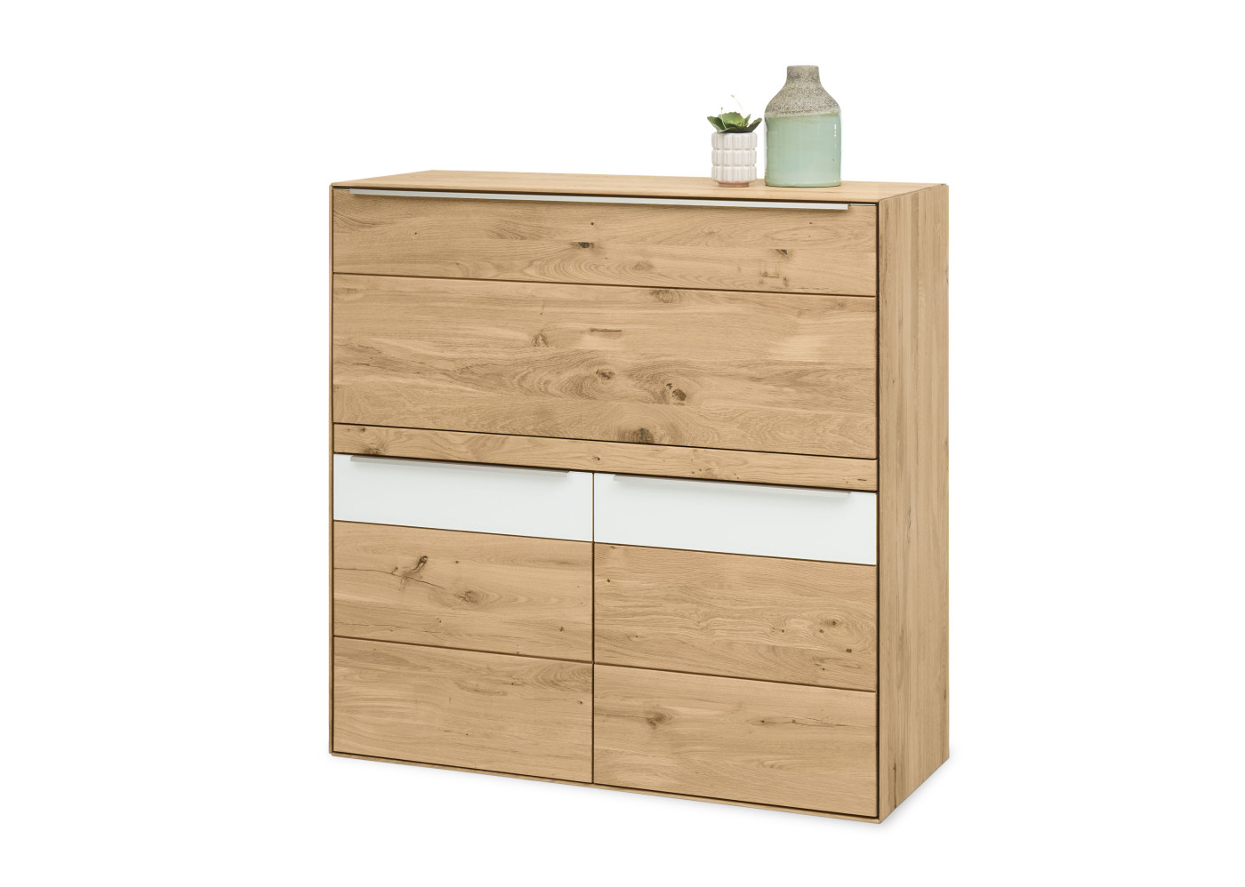 Highboard TALVERA in Asteiche massiv, weiß,