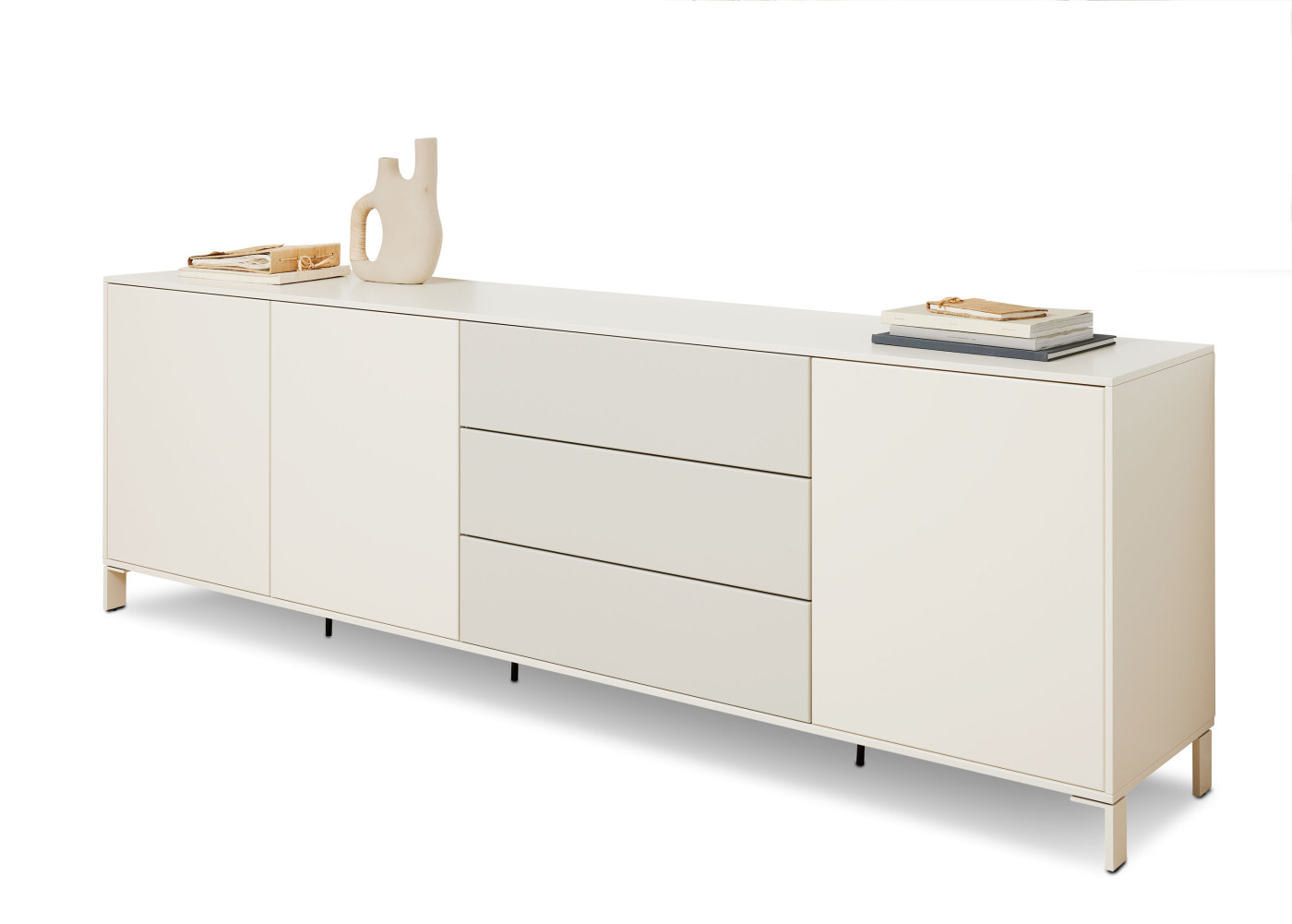 Sideboard DIAMO in Lack wollweiß/Lack seidengrau
